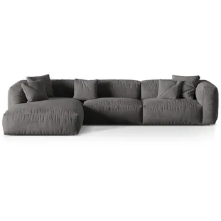 Micadoni Ecksofa modular links Martina aus Samt grau 3 Sitzplätze , Grau , Textil , L-Form , 332x176 cm , Hergestellt in Europa, Oeko-Tex® , Wohnzimmer, Sofas & Couches, Wohnlandschaften, Ecksofas