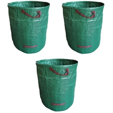 Gartensack, 3 Pack 272L Gartenabfallsack mit Tragegriffen Groß Laubsack Pop up Grünschnitt Behälter Stabile Grünschnittsäcke Faltbarer Grünschnittsack für Garten Hof Wiese