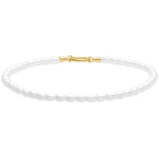 TAMARIS Fußkette "Pearl Charms" mit Glasperle, gelbgoldfarben, weiß