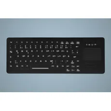 Active Key Hygiene Backlit Compact Touchpad Keyboard Fully Sealed Watertight USB Black (DE, Kabelgebunden), Tastatur, Schwarz