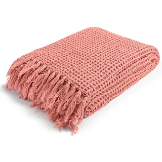 Mokebo Decke Die Hyggelige , Orange , Naturmaterialen , 130x1.5 cm , Oeko-Tex® , Heimtextilien, Bettwäsche & Leintücher, Tagesdecken