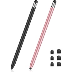 Tablet Stift MEKO 2 Pack Touchscreen Stift 2 in 1 Gummi Stylus Touch Pen für alle Handys/Tablets iPhone i-Pad Pro Mini iWatch Samsung Huawei Xiaomi Surface Chromebook usw. Schwarz+Rose Gold