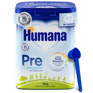 Humana Pre Anfangsmilch 750g-Packung - Babymilch von Geburt an - Säuglingsnahrung als Muttermilchersatz oder Ergänzung - Pre Nahrung Baby