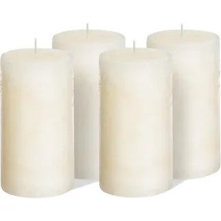 Brandsseller Stumpenkerze 4er Set 7x18 cm Weihnachtskerze Adventskranz Creme