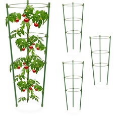 Bild von Rankhilfe, 4er Set, 3 Ringe, HxD: 45 x 18 cm, Blumen & Nutzpflanzen, Metall & Kunststoff, Pflanzenstütze, grün
