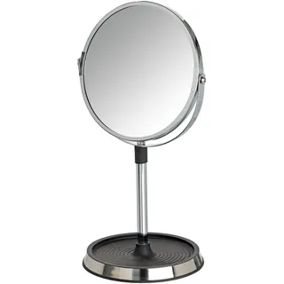WENKO 202821000 Kosmetik-Standspiegel Cori - Soft-Touch, Kunststoff/Chrom, 18.5 x 33.5 x 15.5 cm, schwarz
