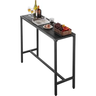 Outdoor Bar Table, 120 x 37.5 cm Patio Bar Table, Waterproof Top & Sturdy Metal Frame, Rectangle Counter Height Dining Tables, Outdoor Furniture for Balcony, Yard, Hot Tub, Poolside, Indoor - Schwarz