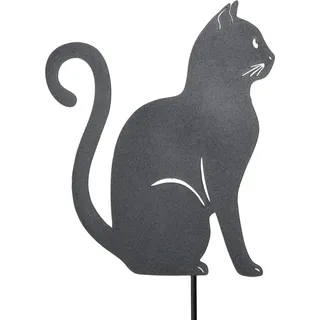 Boltze Gartenstab Bella Katze 36 cm x 18 cm x 1 cm Schwarz Matt