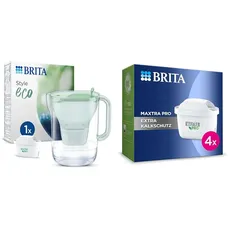 BRITA Wasserfilter-Kanne Style eco Grün (2,4l) inkl. 1 MAXTRA PRO All-in-1 Kartusche & Wasserfilter Kartusche MAXTRA PRO Extra Kalkschutz