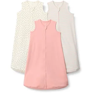 Amazon Essentials Unisex Baby Baumwoll-Schlafsack, tragbare Decke, 0,5 TOG, 3er-Pack, Punkte/Staubrosé/Streifen, 0-6 Monate