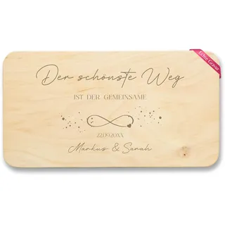 Shirtracer Frühstücksbrettchen Holz personalisiert Schönste Weg Gemeinsam | Holz, 22x12, Valentinstag, Liebe, Jahrestag, Paar