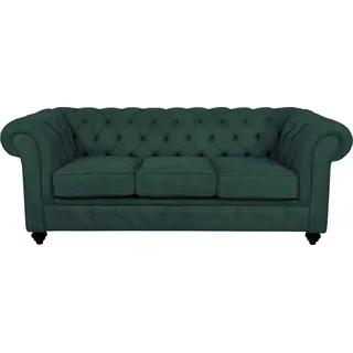Home Affaire Chesterfield-Sofa »Duc 3-Sitzer« hochwertige Knopfheftung im Rücken, Samtoptik mit changierender Optik grün