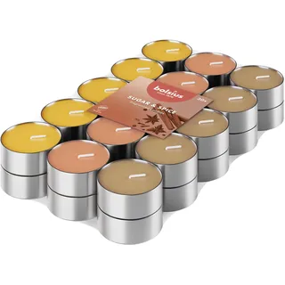 Bolsius - 30 Duft theelichter - Zucker und Gewürz - Brenndauer von 3,5 Stunden - Durchmesser 38 mm – Natürliche Extrakte – Enthält Veganes Wachs – Ohne Palmöl