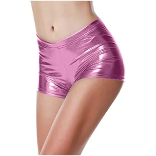 Kurze Lederhose Damen Party Hotpants Leder Leder Hotpants Eng Pu Ledershorts Hot Pants Kurz Pu Shorts Metallic Hotpants Disco Kostüm