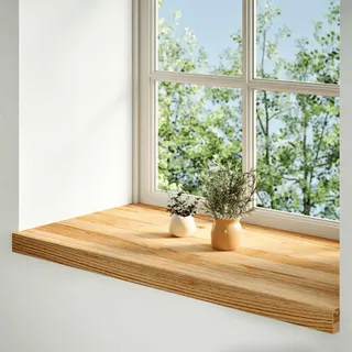 vidaXL Fensterbänke 2 Stk. Hellbraun 90x40x2 cm Massivholz Eiche - Braun