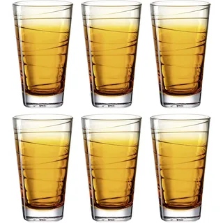 Leonardo Vario Struttura Trink-Gläser 6er Set, spülmaschinenfeste Longdrink-Gläser, bunte Trink-Becher aus Glas, orange, 280 ml, 026835