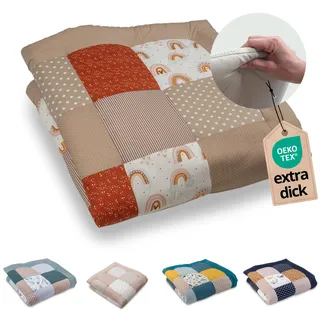 ULLENBOOM Krabbeldecke für Baby 120x120 cm - Dick und weich gepolstert | Außenmaterial: 100% Baumwolle, Alle Materialien OEKO-TEX zertifiziert, Made in EU, Schadstoffgeprüft und waschbar
