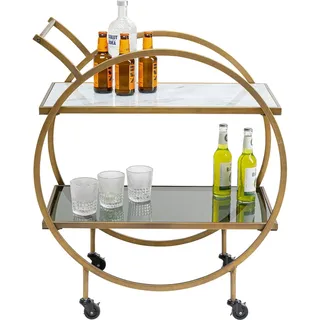 Kare Design Servierwagen Loft, Gold, Barwagen, mit 2 Ablagen, rollbar, Retro-Design, Wohnzimmer, Esszimmer, 87x74x40 cm