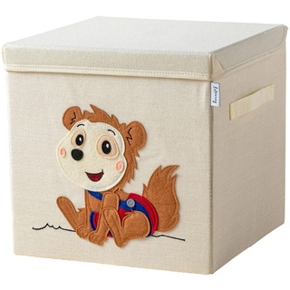 Lifeney meets Bobo Siebenschläfer Aufbewahrungsbox mit Deckel für Kinder – Box mit dem kultigen Siebenschläfer zum Verstauen von Spielzeug – 33 x 33 x 33 cm passend für klassische Würfelregale