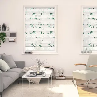 Lichtblick Duo Rollo Klemmfix 100 x 150 cm Monstera - Schwarz/Grün