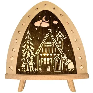 Dekorative LED Standleuchte mit Hänsel & Gretel Motiv Rundbogenlampe 30x32x6 cm