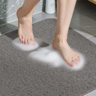 COSYLAND Duschmatte rutschfest, 40x60cm Badewannenmatte rutschfest mit Ablauf, Weiche PVC-Luffa Rutschmatte Dusche, Schnell Anti Rutsch Badematte, Grau