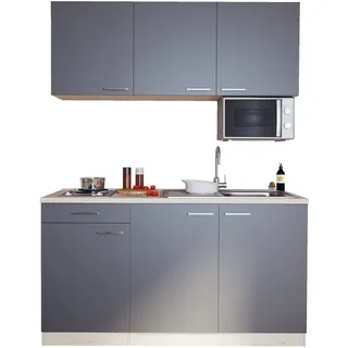 Respekta Küchenzeile 150 cm Grau-Eiche sägerau
