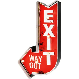 DiiliHiiri Exit 50er Jahre Leuchtschild — Ausgang Wandschild im Vintage-Stil mit LED Lichter Türschild für Bar Deko Retro Leuchtkasten | 22x41x5 cm