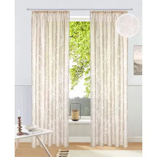 Gardine OTTO HOME "Anna" Gr. 1, beige (sand), B:140cm H:145cm, Ausbrenner, Polyester, Viskose, Gardinen, Gardine, Viskose, Polyester, Äste-Motiv, Topseller