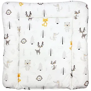 TupTam Baby Wickeltischauflage mit Baumwollbezug Gemustert, Farbe: Wald/Fuchs/Reh/Igel/Bärchen/Beige, Größe: 75 x 85 cm