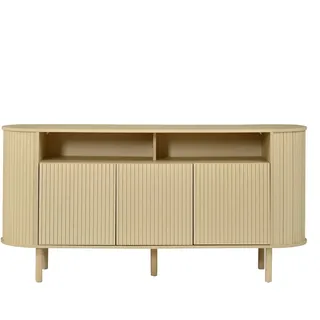 Merax Sideboard 160x40x78 cm 3 Türen Offenes Fach Massivholzbeine