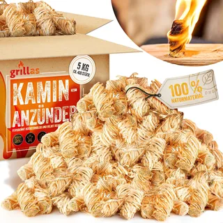grillas® Anzünder 5 kg Kaminanzünder Holzwolle Grillanzünder Holz Feueranzünder