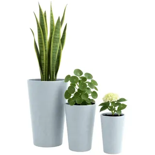 CLP Pflanzkübel 3er Set Grau , Kunststoff , 61 cm , Dekoration, Blumen & Blumentöpfe, Übertöpfe