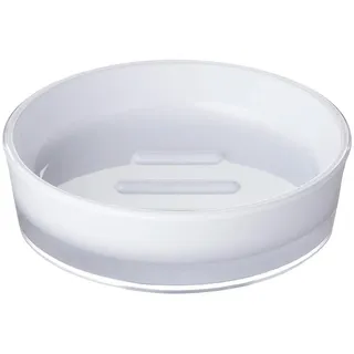 Seifenschale , Weiß , Kunststoff , Uni , 10.3x3x10.3 cm , Badaccessoires, Seifenschalen