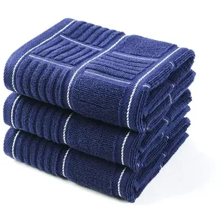 Anyi Küchentücher aus 100 % Baumwolle, saugfähige Geschirrtücher mit Aufhängeschlaufe, weiche Küchenhandtücher zum Waschen, Trocknen von Geschirr (40,6 x 66 cm, 3er-Set, Marineblau)