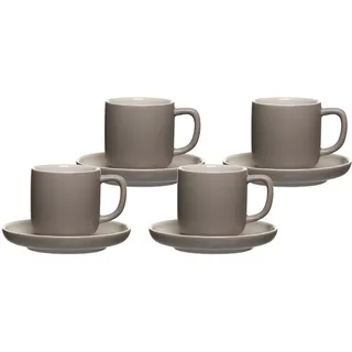 Ritzenhoff & Breker Jasper Espressotassen mit Untertassen, 4er Set, Taupe, 240 ml, Espressogeschirr mit Soft-Touch-Haptik & Mattglasur, Spülmaschinengeeignet