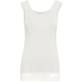 Cream Jerseytop Florence Damen Tanktop mit Spitze Florence Jerseytop Tank Tops Spitzen Trim Camisoles Chalk S