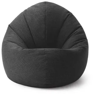 Lumaland Sitzsack Interior Line - Sitzkissen Runder - Indoor - 300l Füllung - 120 x 80 x 75 cm - Dunkelgrau - Schwarz