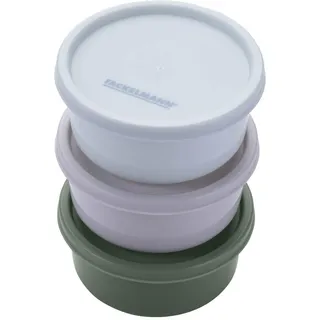 Fackelmann Snacking-Boxen 3er-Set 3,3 x 8 cm beige/grün/grau/hellblau
