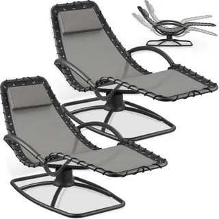 tectake® Gartenliege Toulon ergonomisch, mit Komfort-Schwingbewegung abnehmbares Kopfpolster