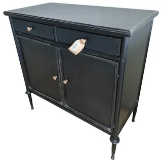 Wanderlust Schrank mit 2 Türen und 2 Metall-Schubladen 80x40x80 cm , Schwarz , 80x80x40 cm , Esszimmer, Anrichten