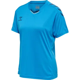 hummel Core XK Poly Jersey S/S Damen Trikot, Kurzarm Sport T-Shirt, Sportkragen mit Fronteinsatz, BEECOOL-Stofftechnologie, 100% Polyester, Normale Passform (1er Pack)