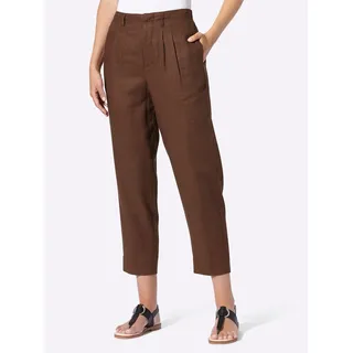 Bundfaltenhose HEINE, Damen, Gr. 40, Normalgrößen, schoko, 55% Leinen, 45% Viskose, unifarben, Hosen Bundfaltenhose