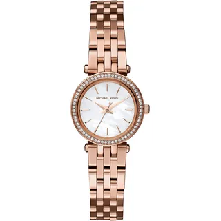 Michael Kors Darci Uhr für Damen, Quarzwerk mit Edelstahl- oder Lederarmband, Roségoldton und weißer Glitter, 26MM