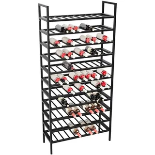 Metalo Pro Weinregal für 110 Flaschen aus Metall, schwarz , Schwarz , 80x170x30 cm , Weinregale