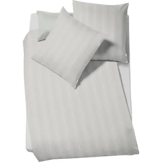FLEURESSE Bettwäsche Jade 155 x 220 cm Damast Grau Kiesel