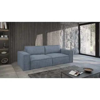 Sofa 3-Sitzer mit Schlaffunktion VAJANA Stoff Tilia Azurblau - Blau