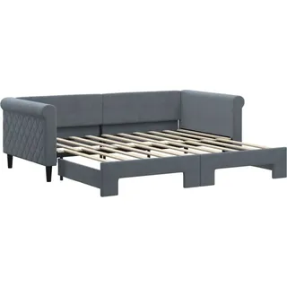 vidaXL Tagesbett Ausziehbar Dunkelgrau 90x190 cm Samt - Grau