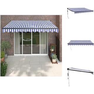vidaXL Elektrische Markise mit Kurbel Blau und Weiß 3,5x2,5 m - Markisen - Blau