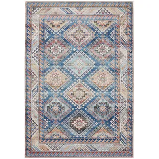 benuta Vintage-Teppich George waschbar 200x300 cm , Blau , Kunststoff , Vintage , Rechteckig , 200x300 cm , Oeko-Tex® Standard 100 , in verschiedenen Größen erhältlich, rutschfeste Unterfläche, waschbar , Teppiche und Böden, Teppiche, Vintageteppiche